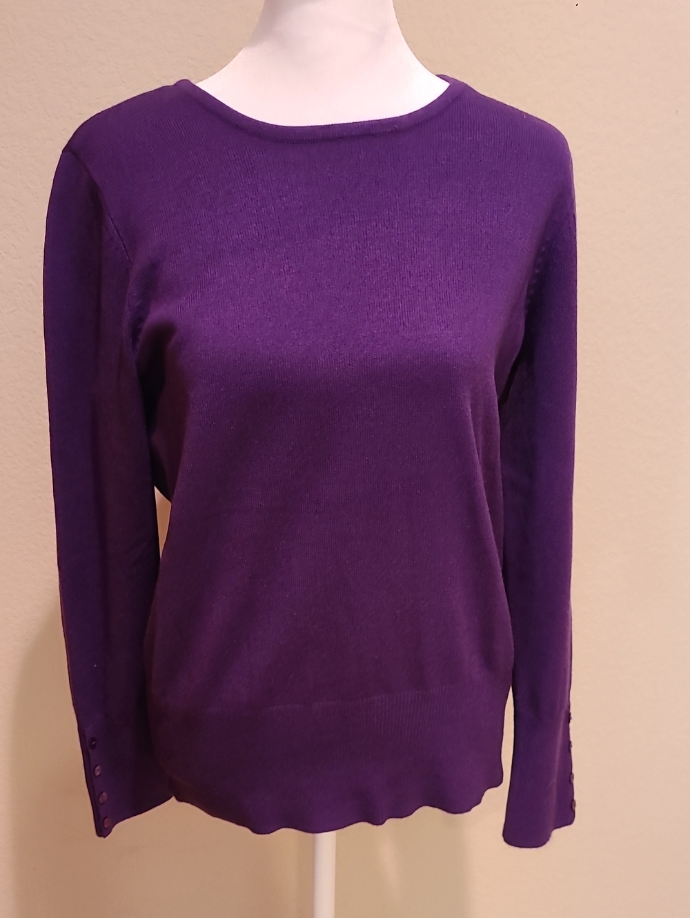 JM Collection Purple Scoopneck Crewneck Sweater Size M
